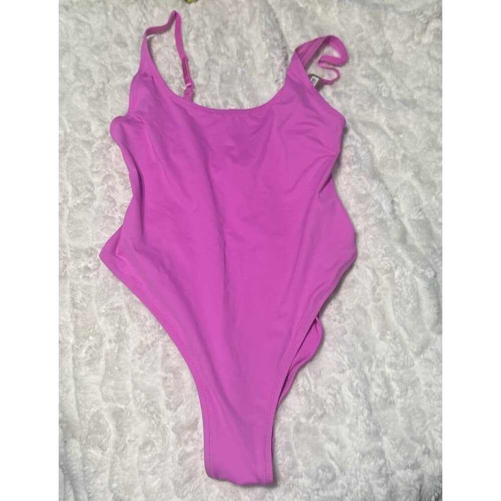 Skims Recycled Swim scoop neck one piece Neon Orchid - Picture 2 of 6